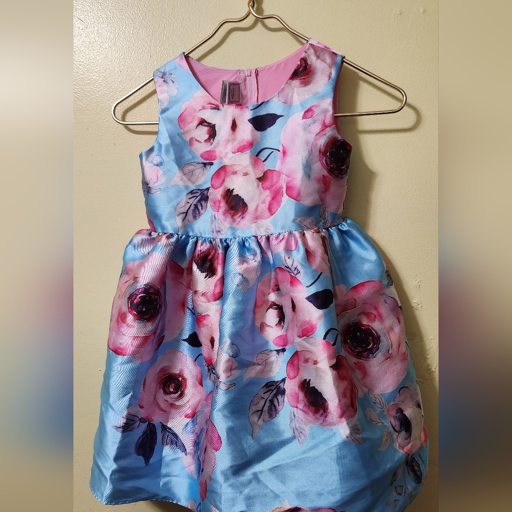 Floral Blue and Pink Kids Dress